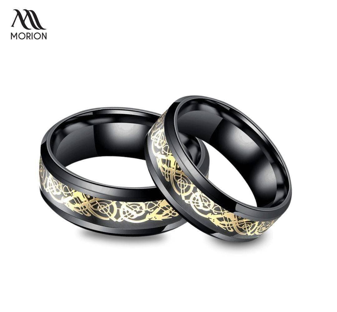 Mystical Dragon Duo Golden Dragons Couple Rings For Men And Women MCRI-004