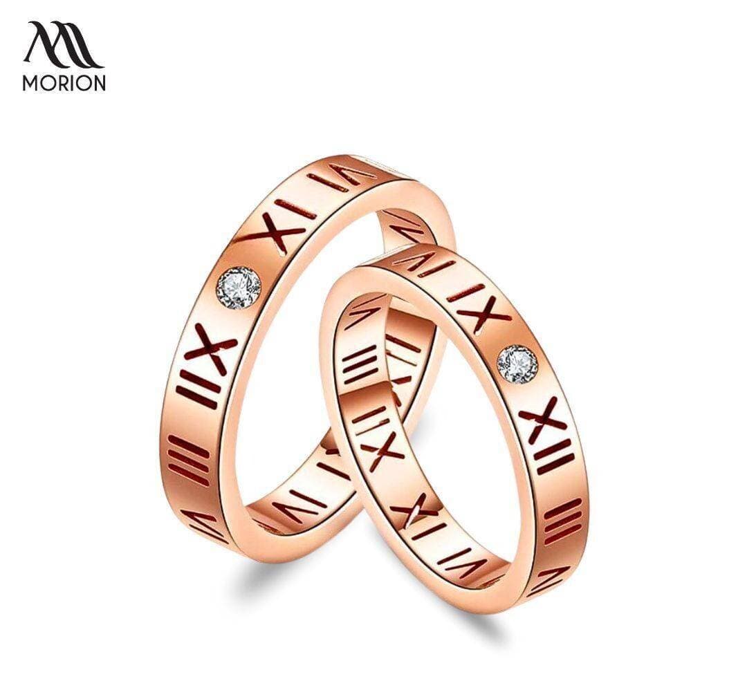 Roman Numeral Titanium Steel Couple Ring For Men & Women MCRI-008