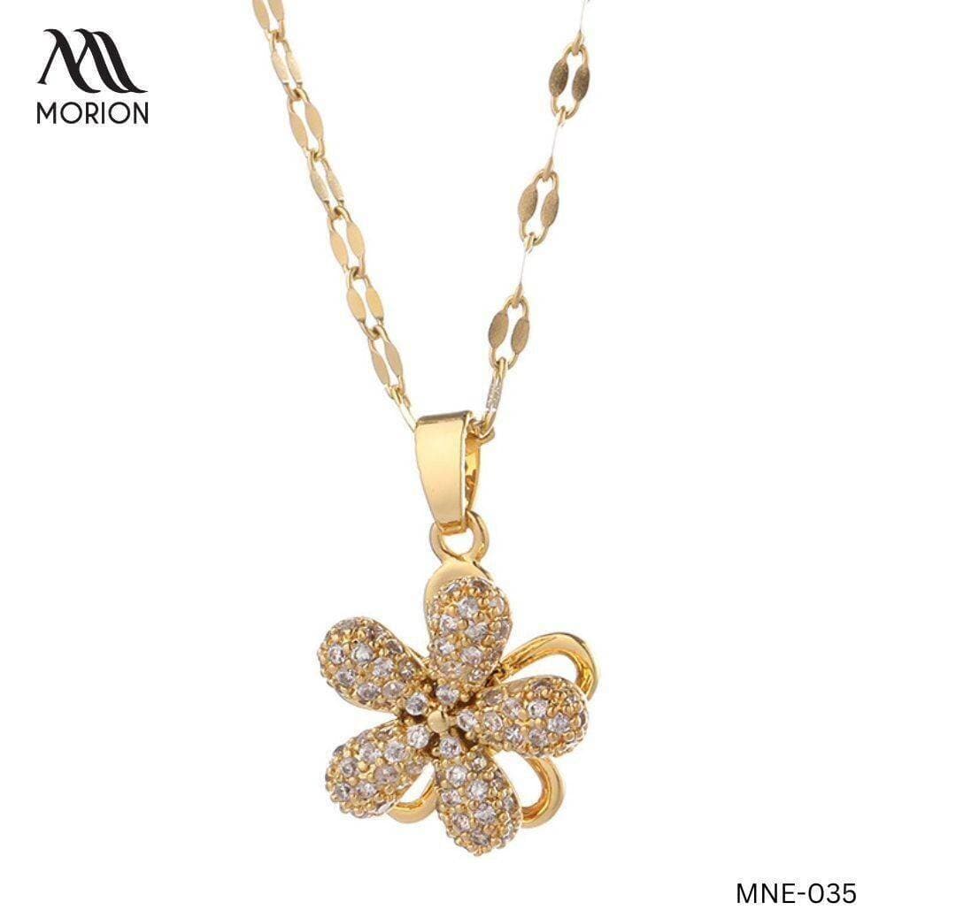 Swing Flower Rose Gold Pendant Necklace For Women MNE-035