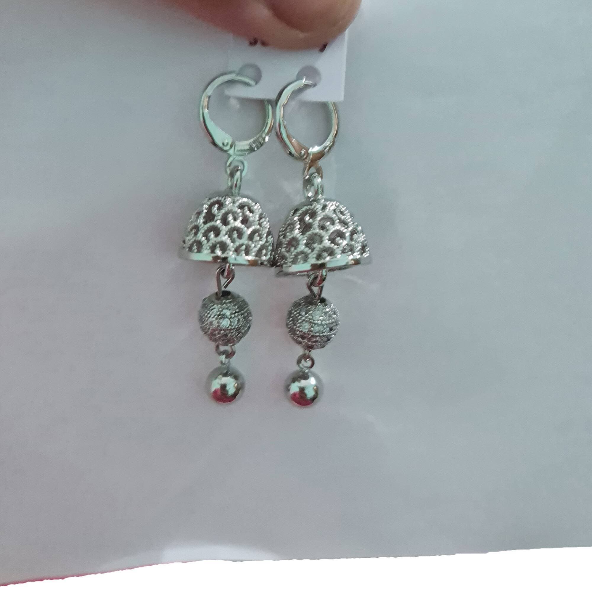 Original Silver Plated Jhumki Indian Earrings For Women Jhumke For Girls