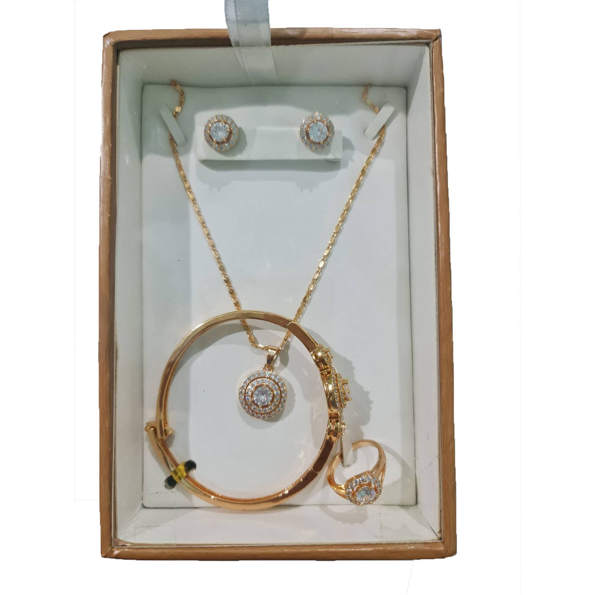 1 Carat Bridal Necklace Full Set Gold Plated Complete 1 Set