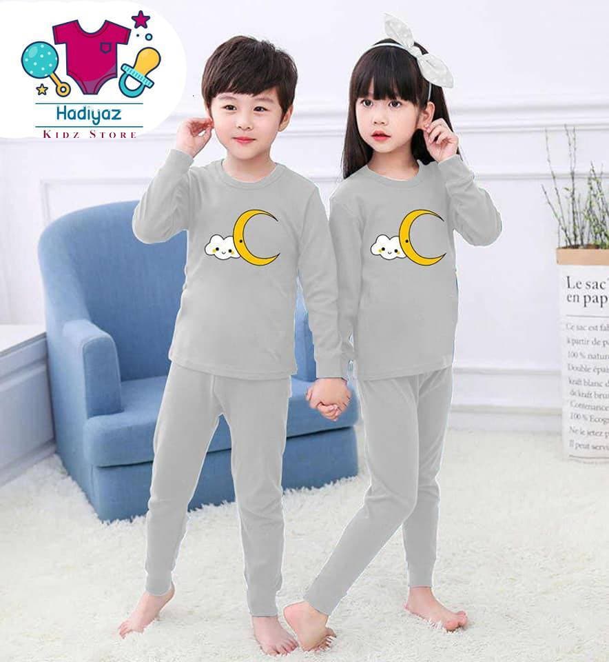 High-Quality Summer Collection Kids Nigh Suits Pack Of 2 - Light Grey Color