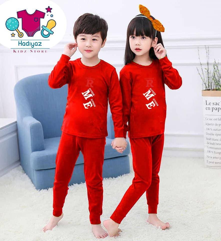 Best Quality Summer Collection Kids Nigh Suits Pack Of 2 - Red Color