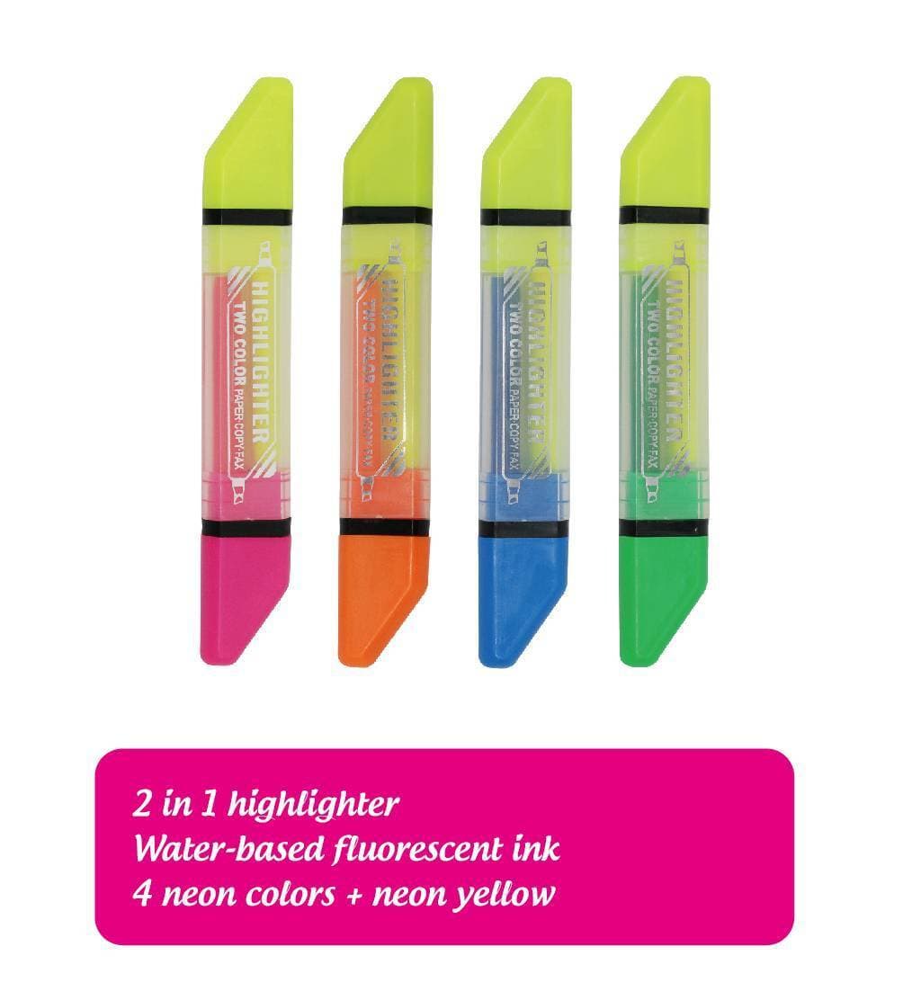 Double Sided 2 in 1 Highlighter Neon Liner For Office School - 1 Piece