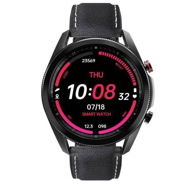 LUNIO Smart Watch Black Leather Fancy Strap