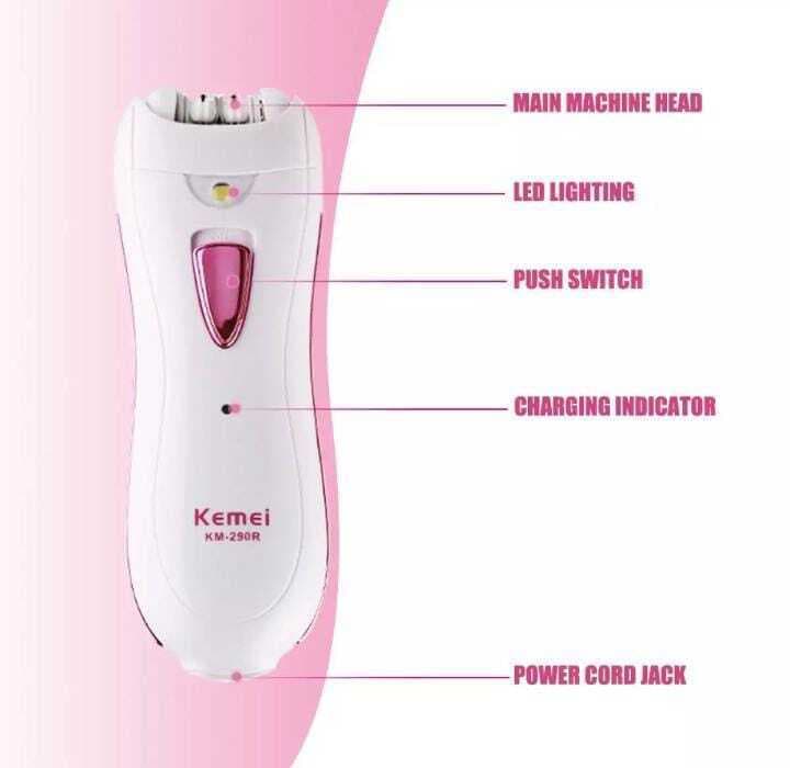 Km-290R Kemei 290-R Rechargeable Epilator For Women - White