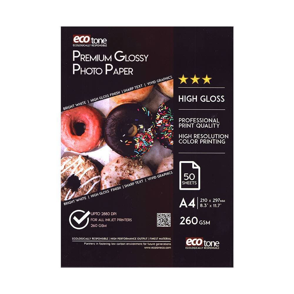 A4 Ecotone Glossy Photo Paper 260GSM - Pack of 50 Sheets