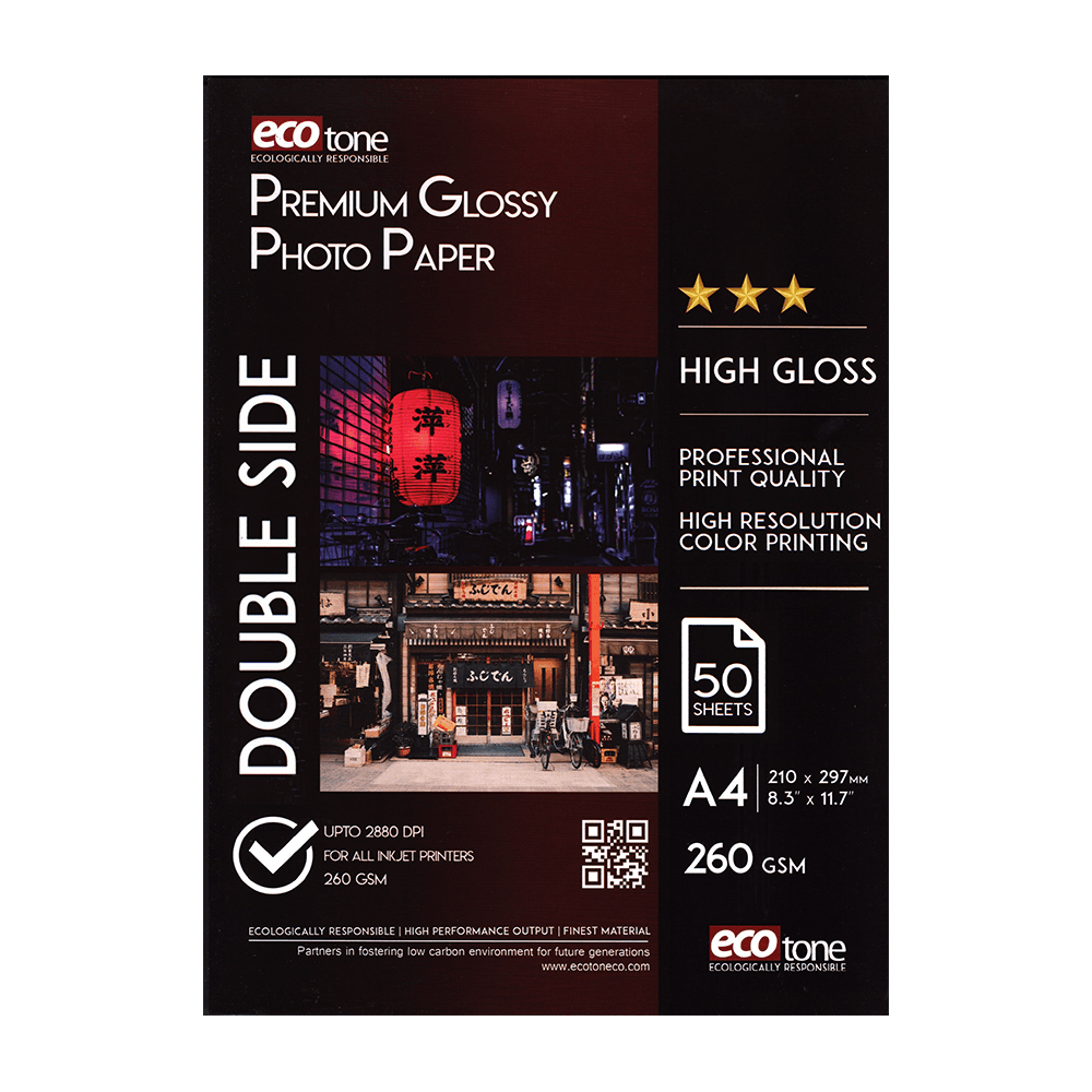 A4 Ecotone Premium Glossy Photo Paper 50 sheets 260gm