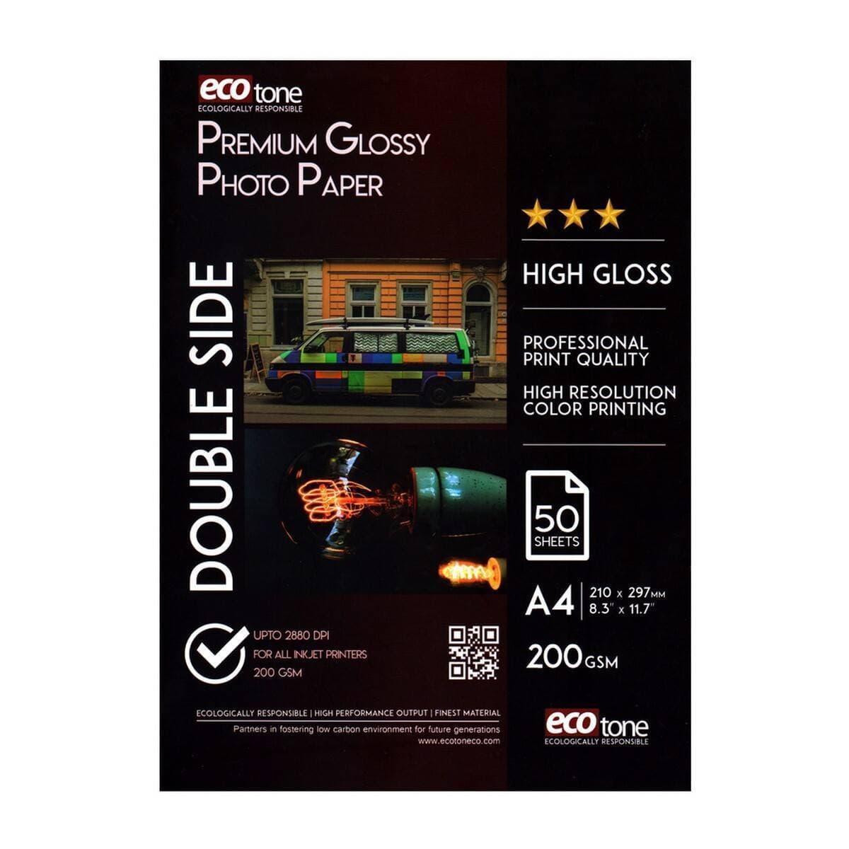 A4 Ecotone Glossy Photo Paper 200GSM - 50 Sheets