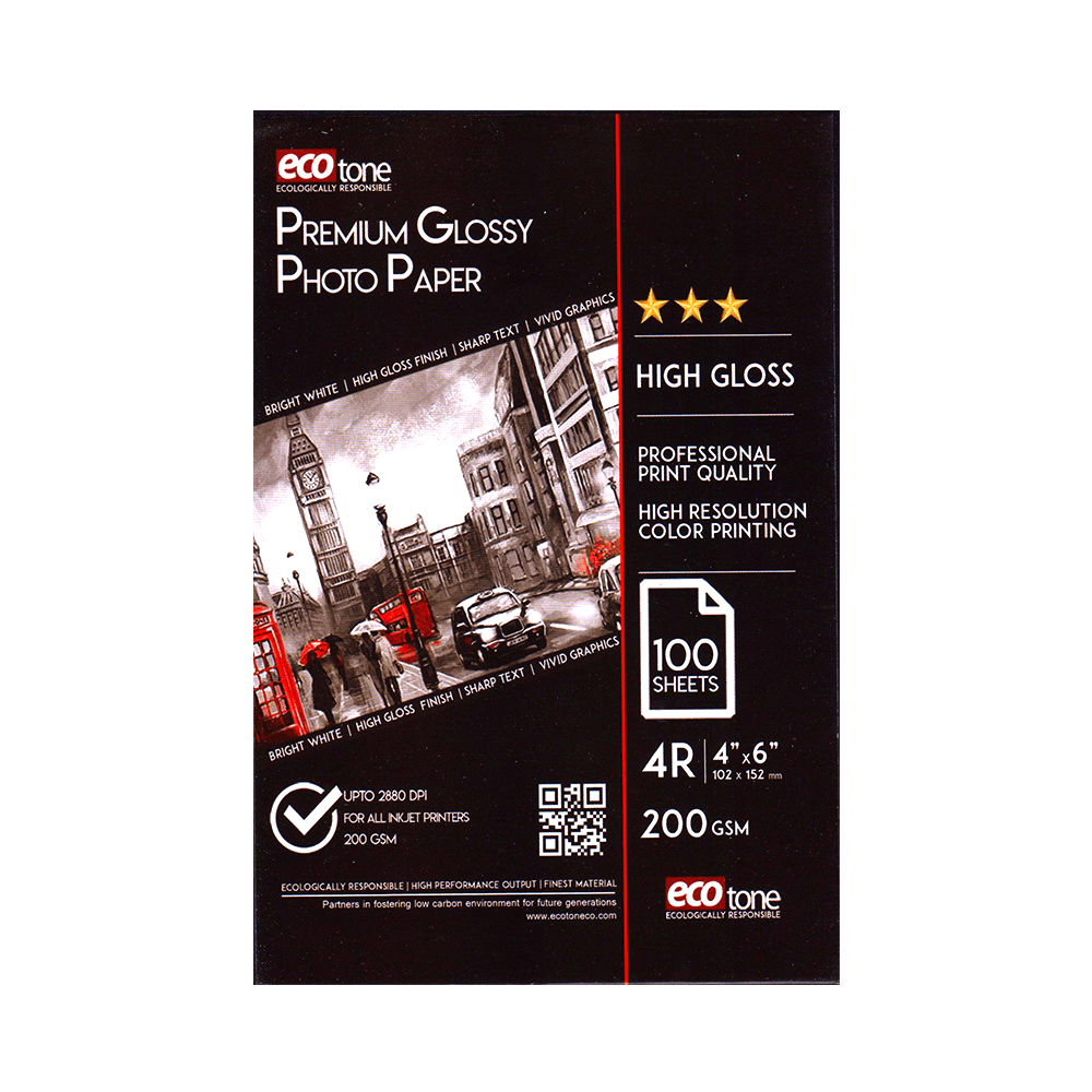 Ecotone Premium Photo Paper 4R – 4 x 6 inches 100 Sheets 200gsm