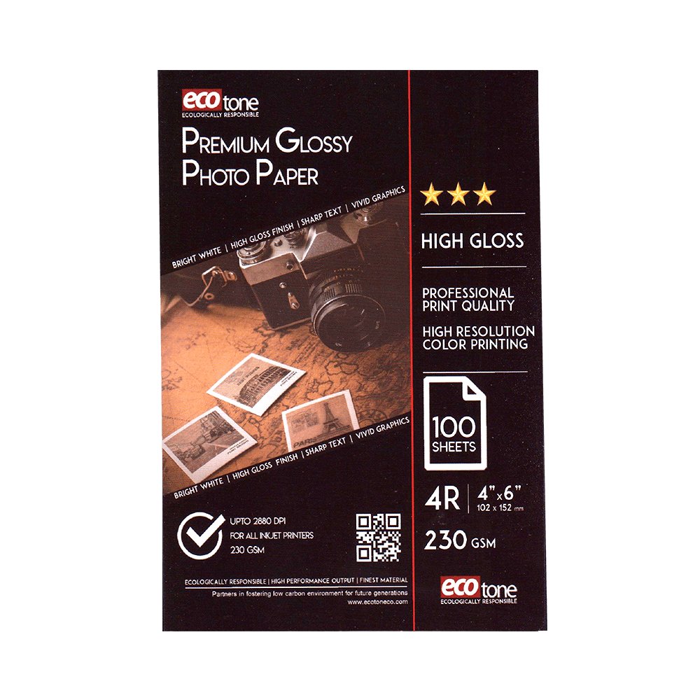 Ecotone Premium Photo Paper 4R – 4 x 6 inches 100 sheets 230gsm for inkjet printers