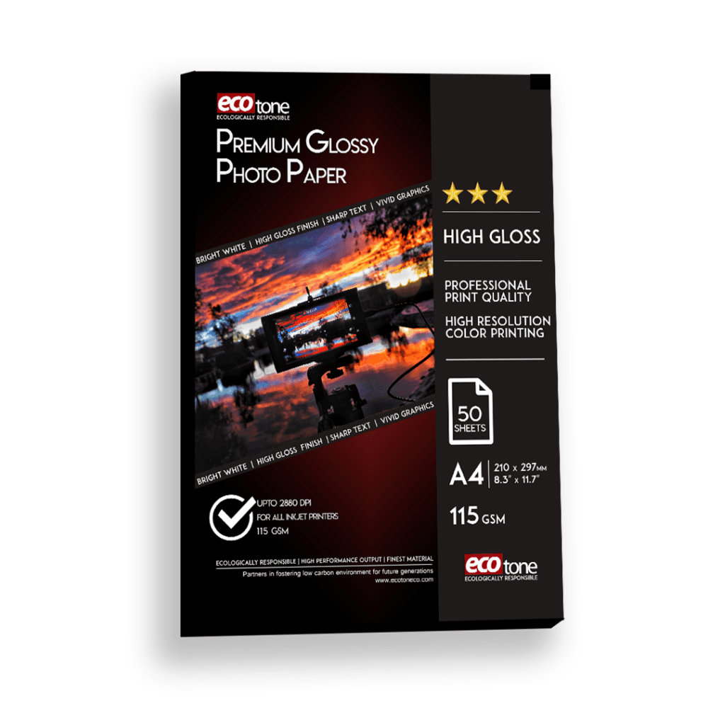 A4 Ecotone Glossy Single Side Photo Paper 115GSM - 50 Sheets