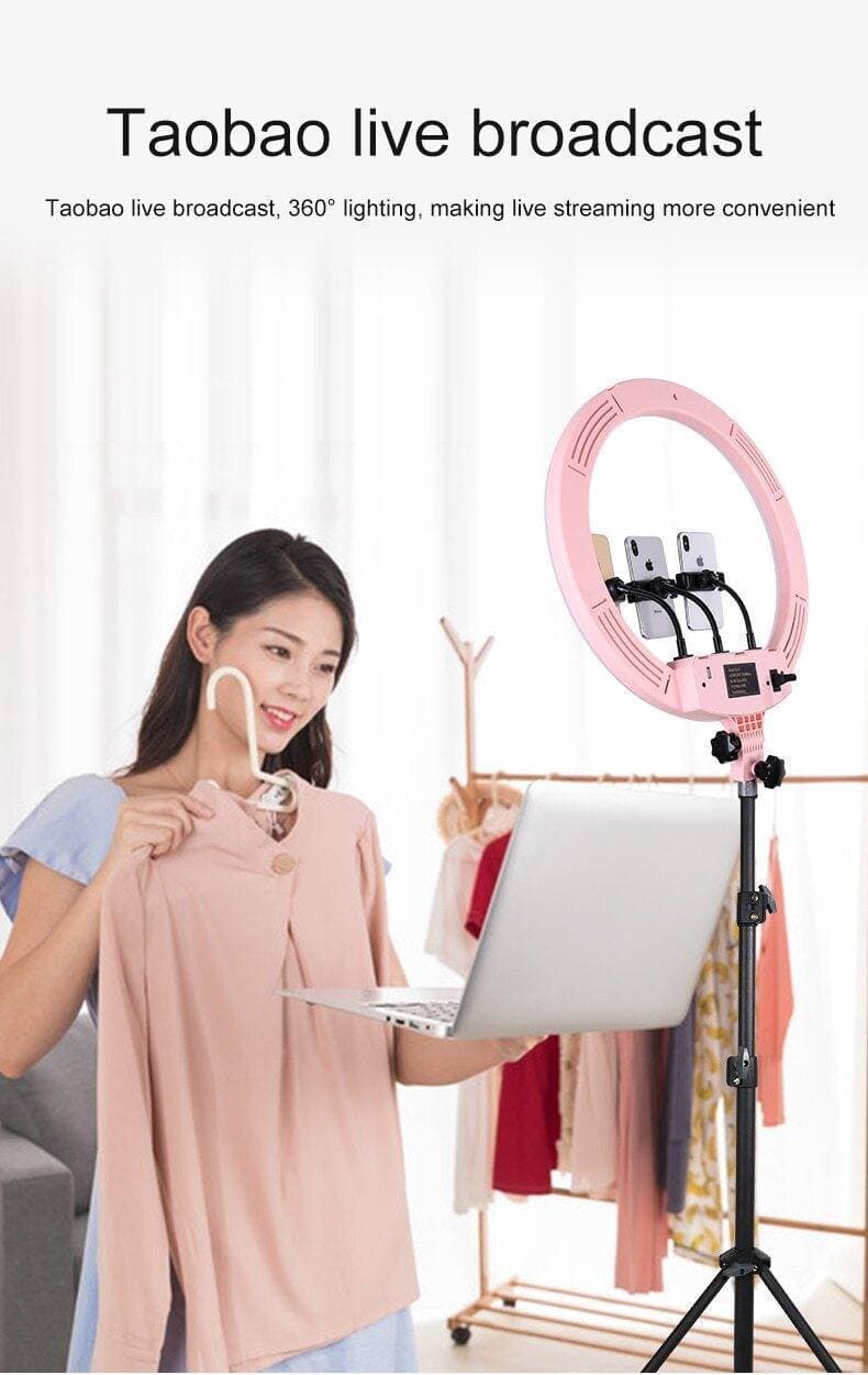 45cm LED Ring Light Set Live Photography Fill Light with 7.5ft Long Tripod Stand