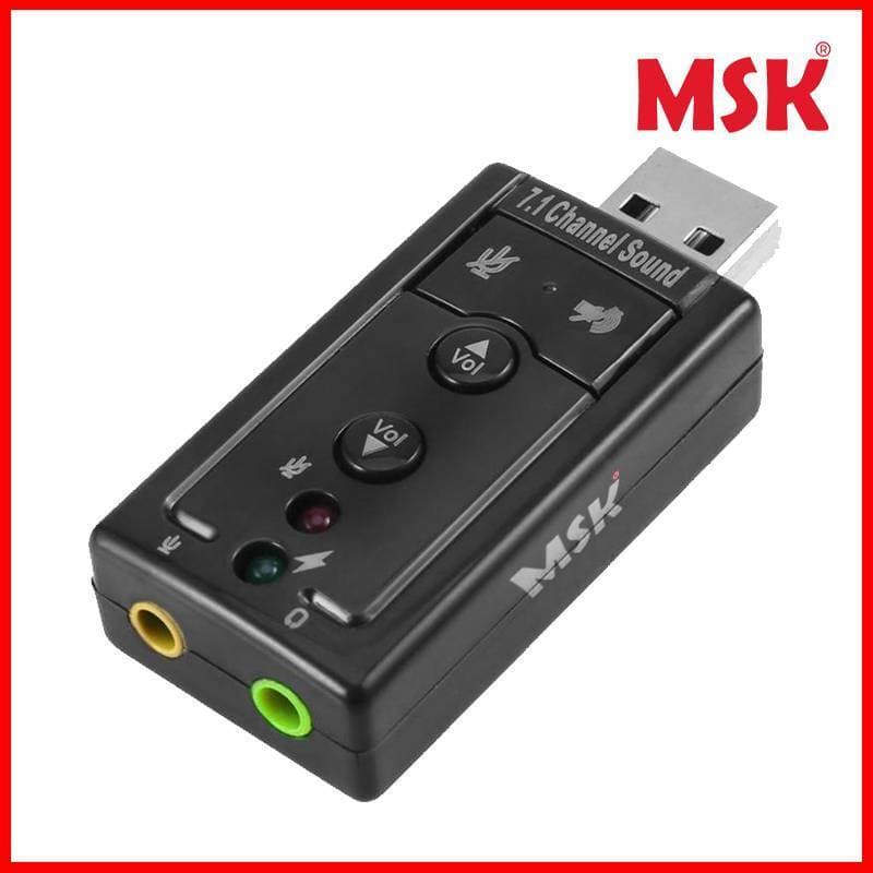External USB Audio Sound Card Adapter Virtual 7.1 Channel - Black