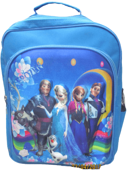 3D-Cartoon Character Trolley School Bag - Blue