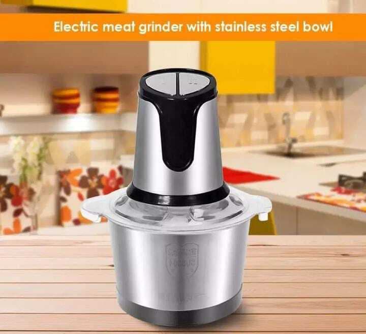 Stainless Steel 2 Speeds Big Capacity Electric Meat Grinder Food Processor - Silver
