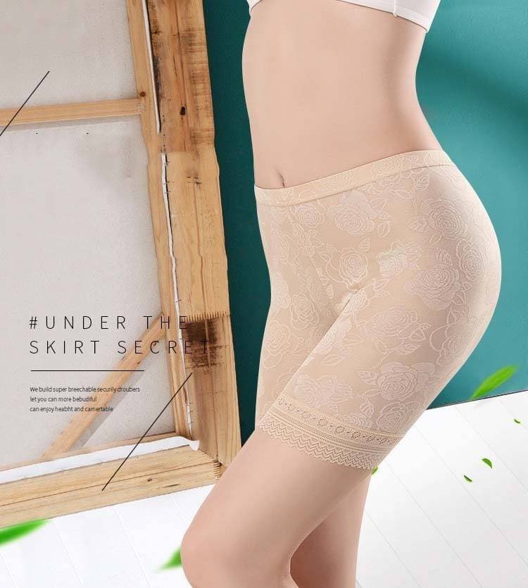 Lace Women Safety Short Pants Beige
