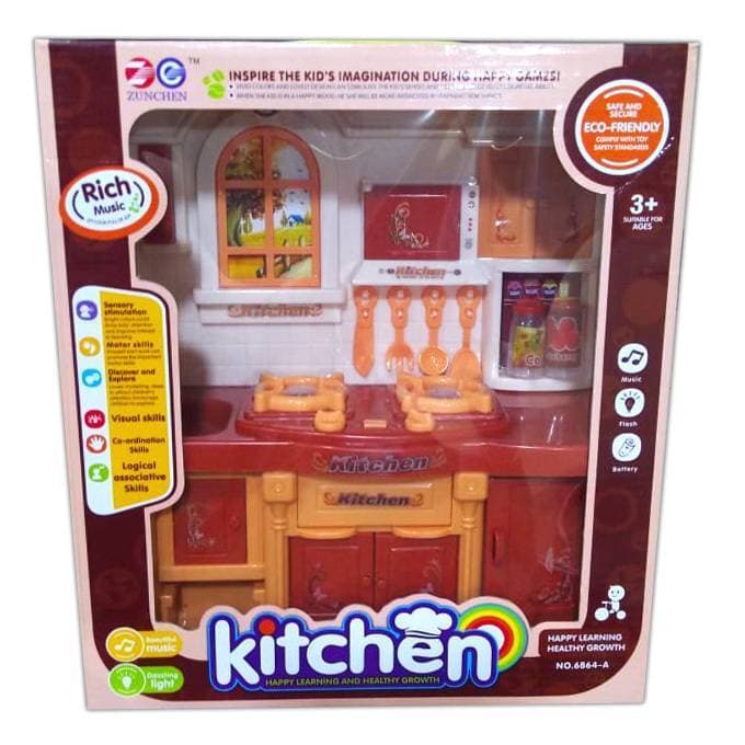 Classic Brown Country Kitchen Set With Light And Sound