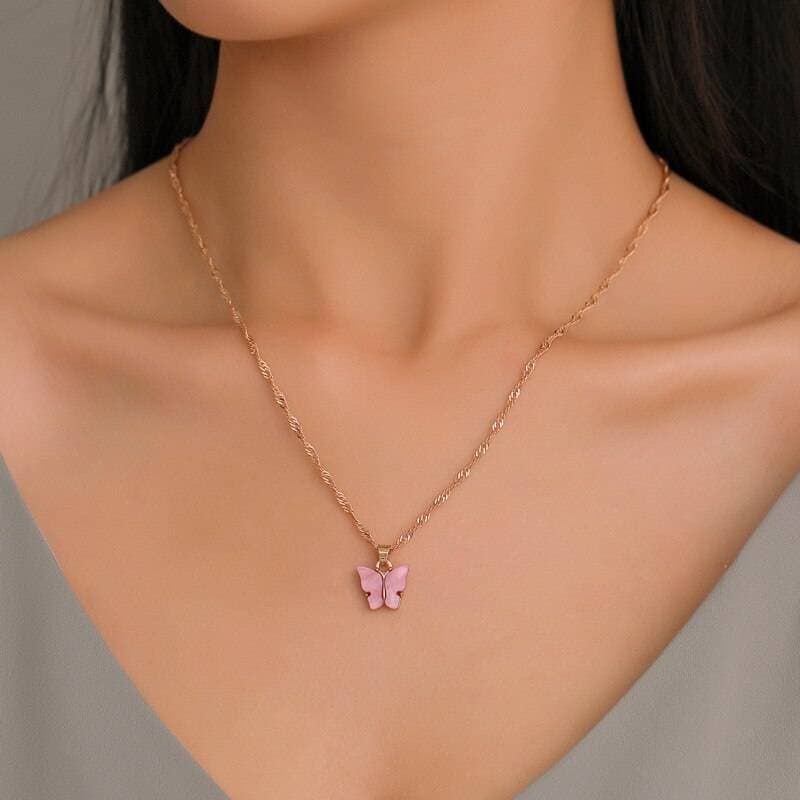 Butterfly Necklace And Earring Set For Women