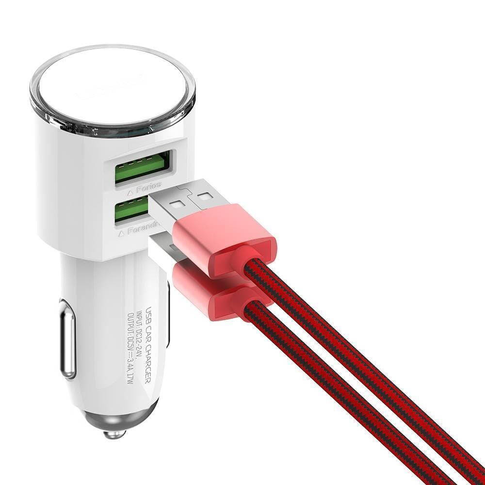 3.4 A Output Dual USB Port Car Charger with Cable