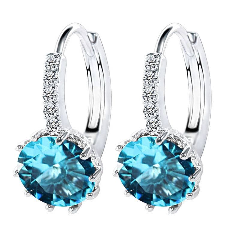 Blue Crystal Zirconia Sapphire Women Earring MEA-103