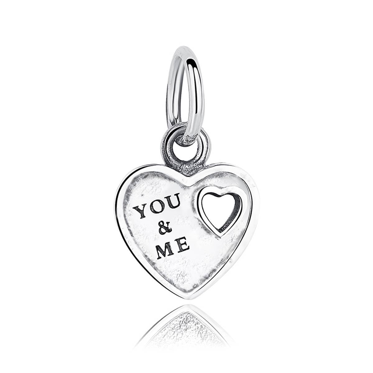 You And Me Heart Shape Silver Pendant Necklace For Women MBD-113
