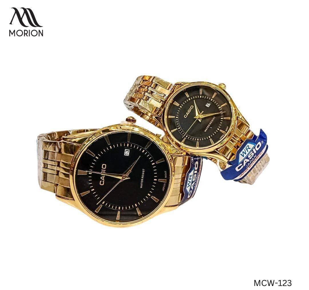 Casio Classic Designer Golden Black Dial Couple Watch For Men MCW-023