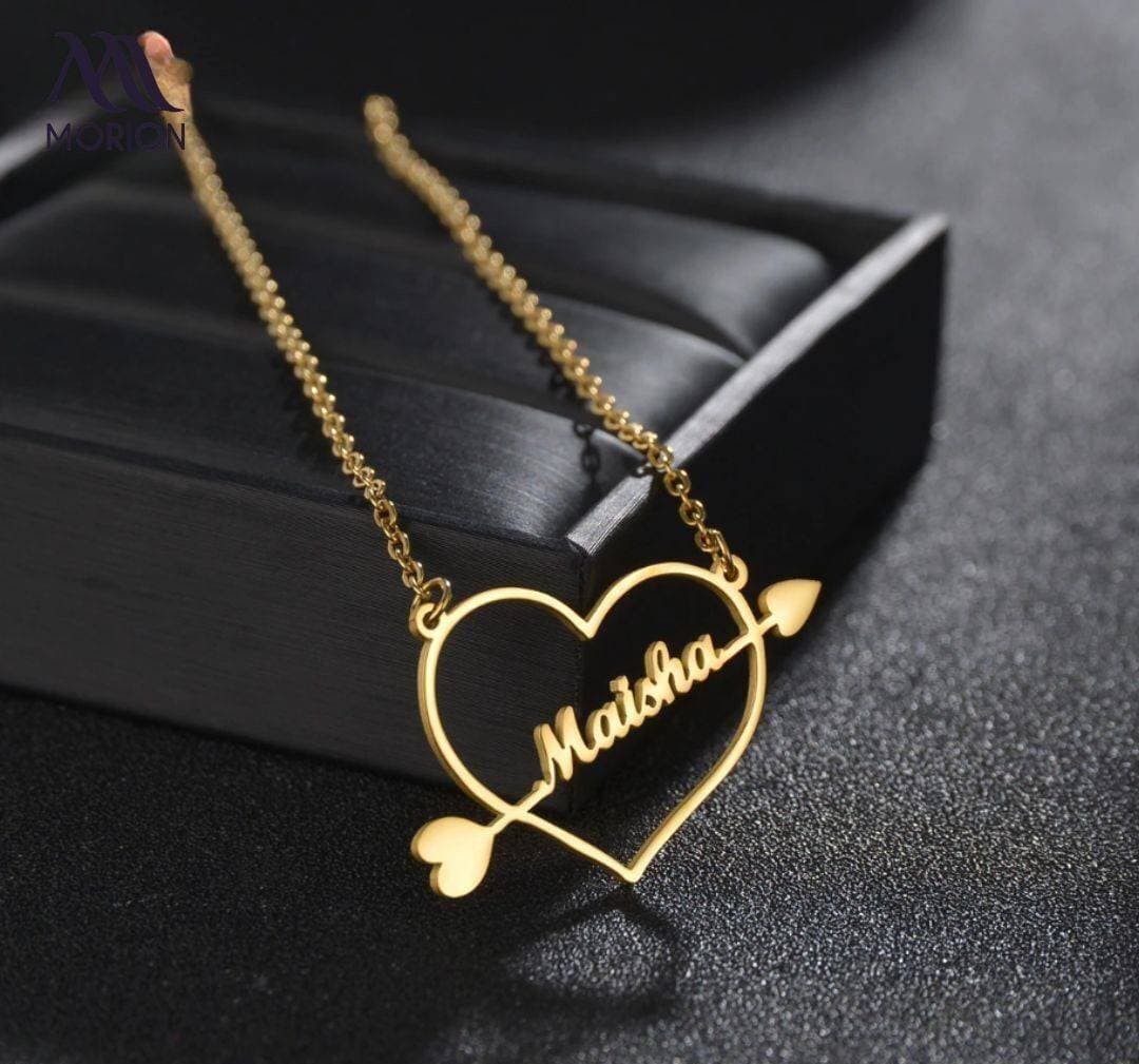 Arrow Heart Design Customized Name Necklace Pendant MCN-112