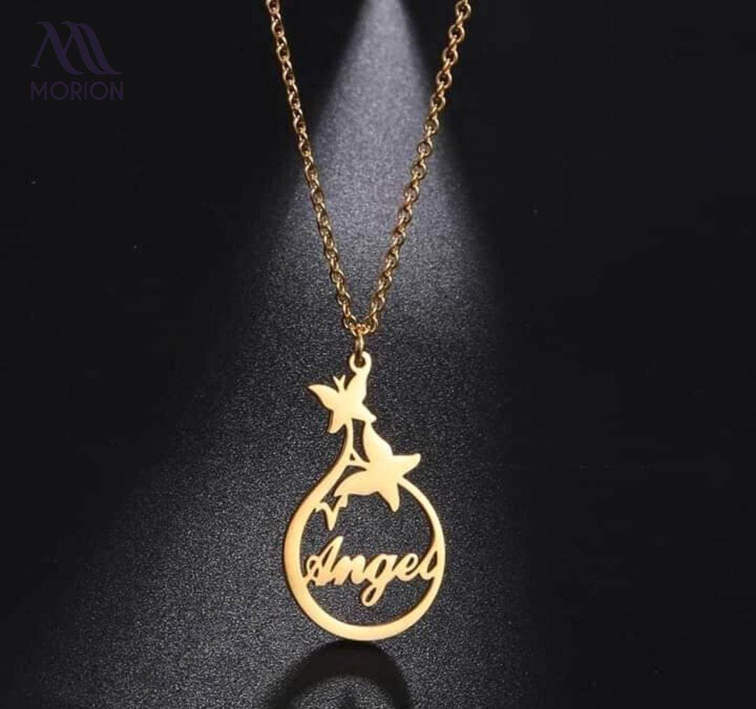 Butterfly Angle Design Customized Name Necklace Pendant MCN-117