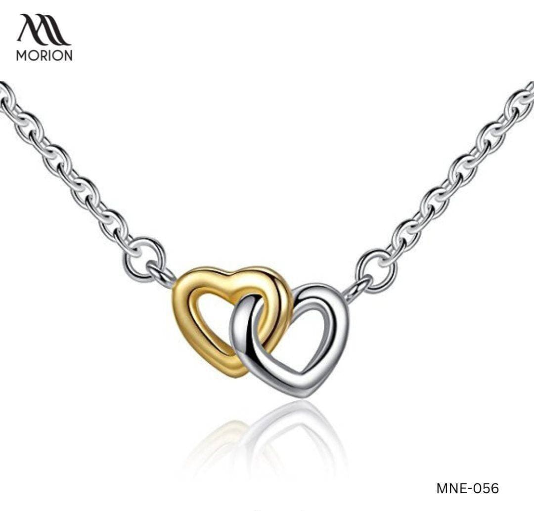Couple Heart 92.5 Sterling Silver Pendant Necklace For Women MNE-056