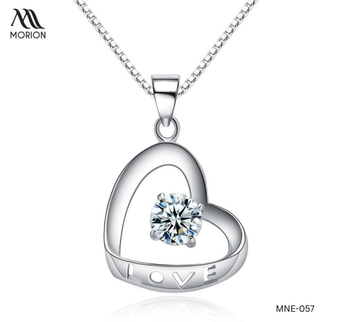 LOVE Heart 92.5 Sterling Silver Pendant Necklace For Women MNE-057