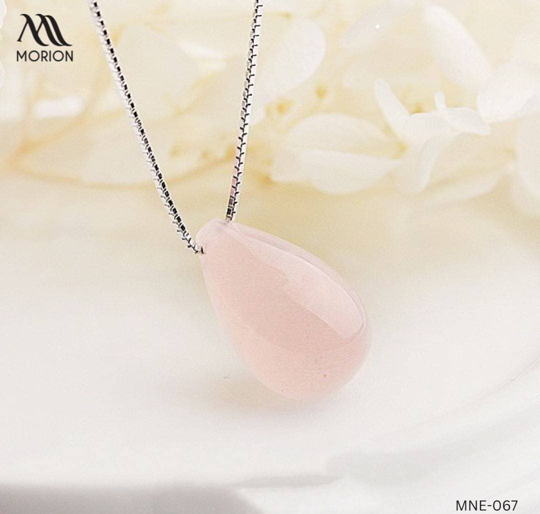 Pink Stone 92.5 Sterling Silver Pendant Necklace For Women MNE-067