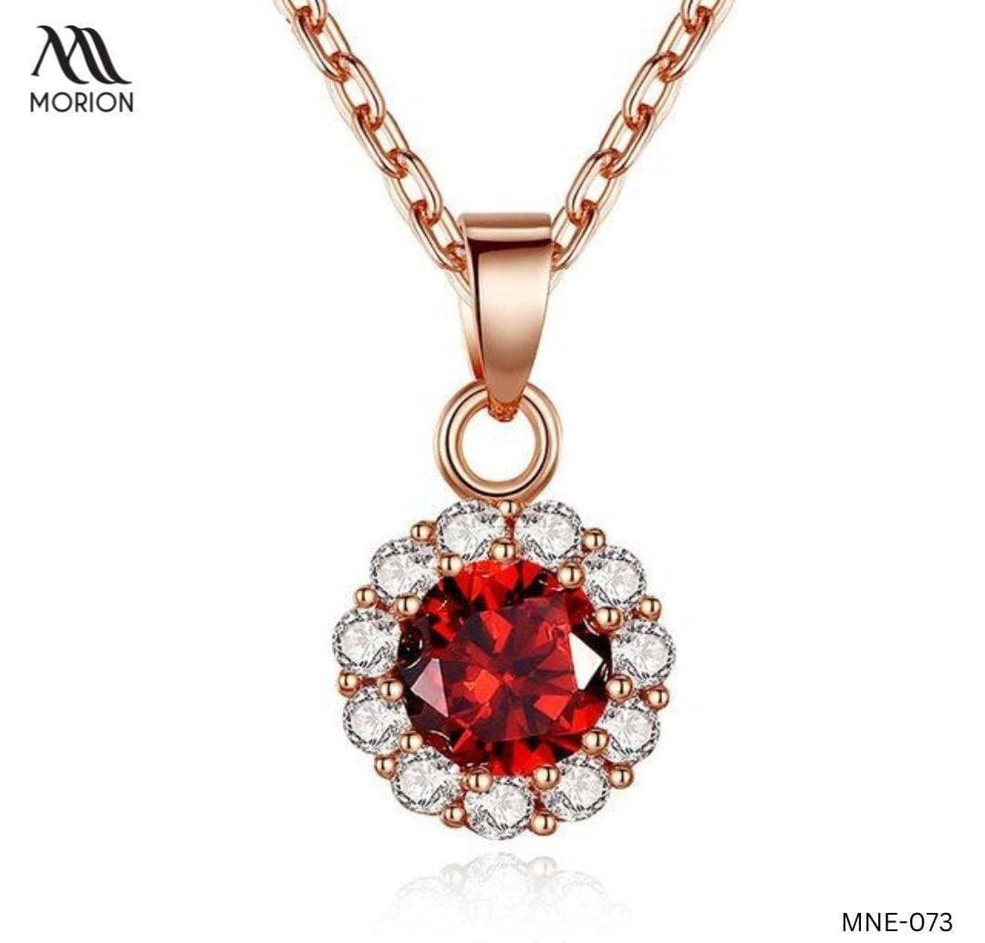 Crimson Cascade Red Stone Pendant Necklace For Women MNE-073