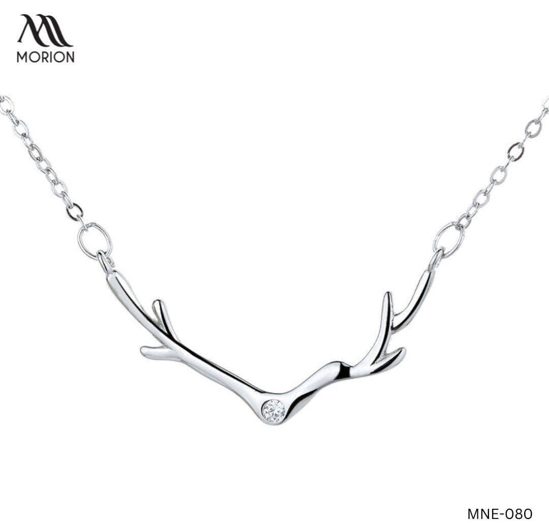 Deer Antler Silver Plated Pendant Necklace For Women MNE-080