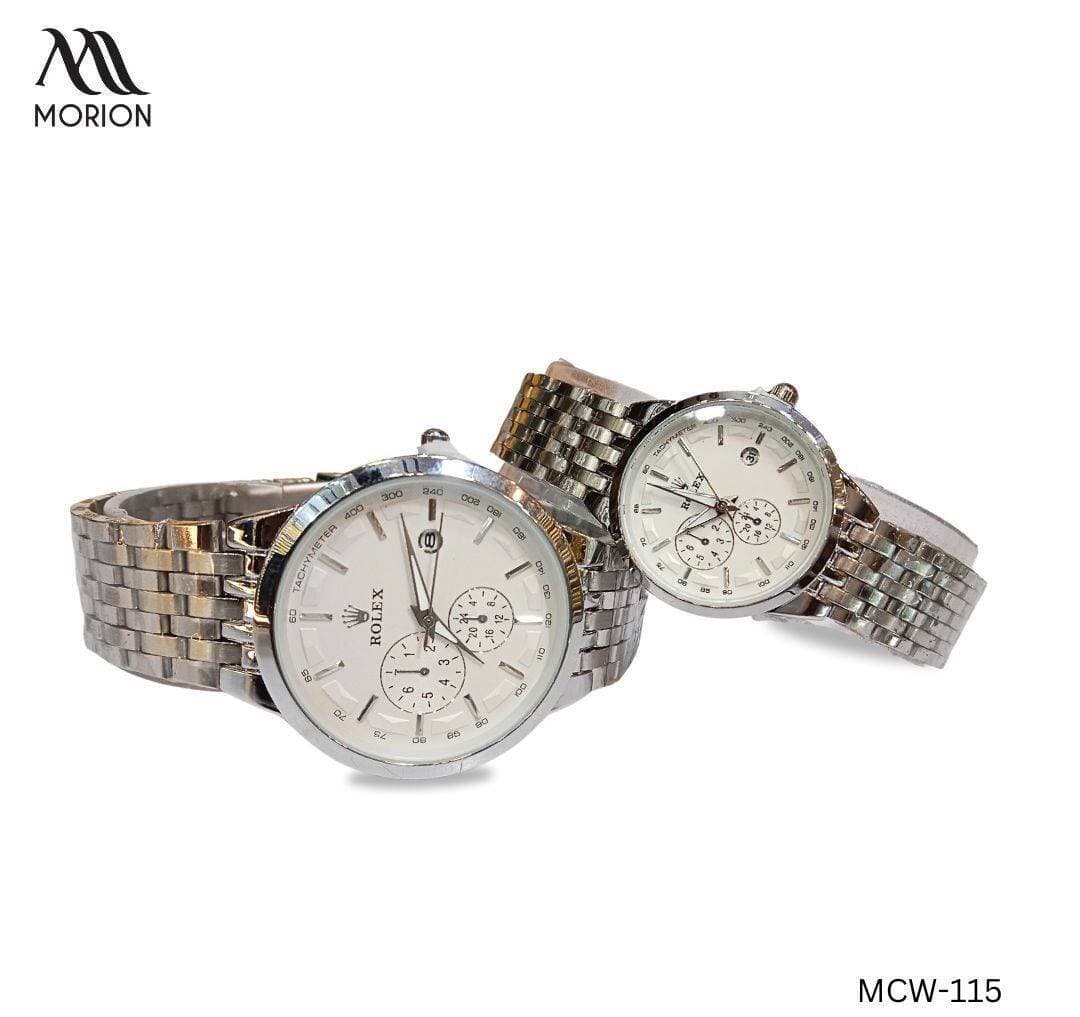 Rolex Classy Silver Designer Couple Watches For Man And Women MCW-115